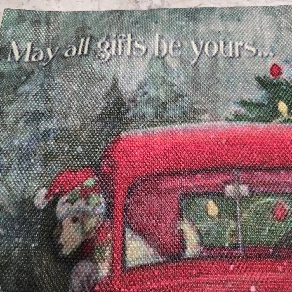 Festive Red Truck Christmas Throw Pillow Cover